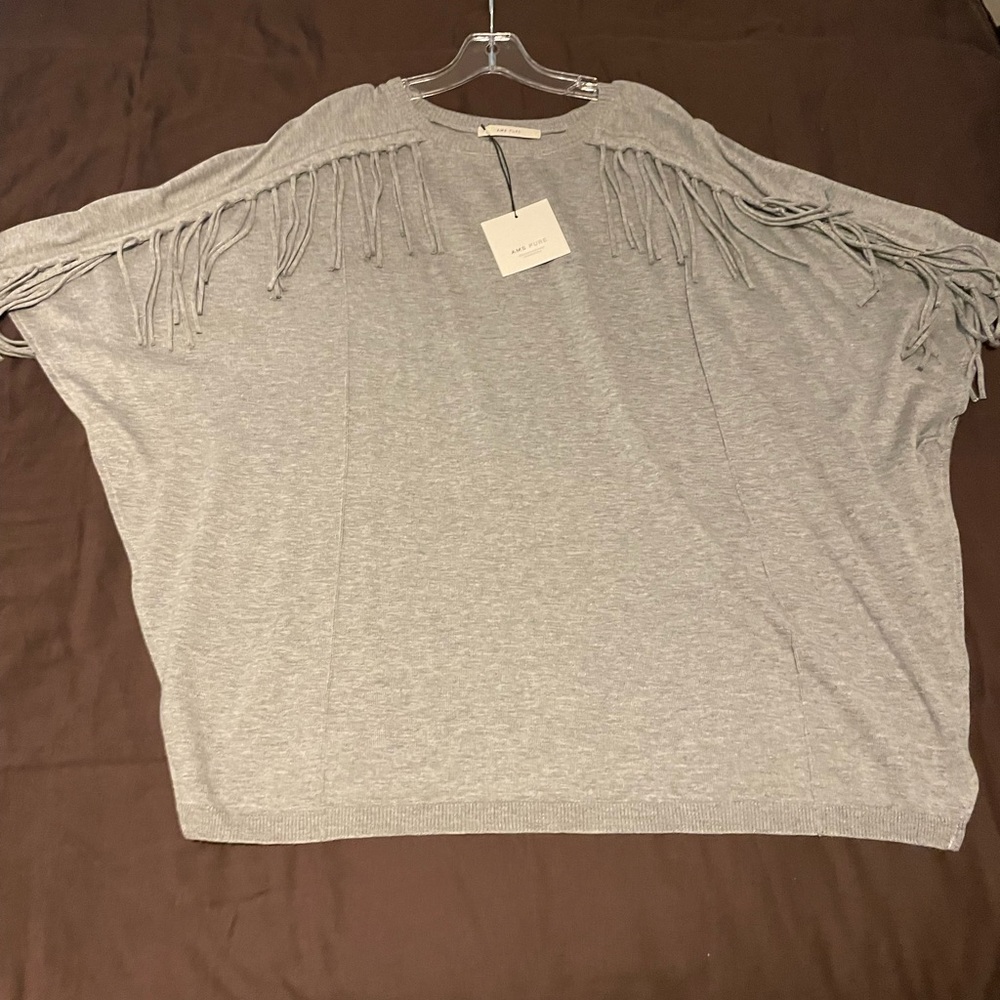 AMS Pure fringe poncho